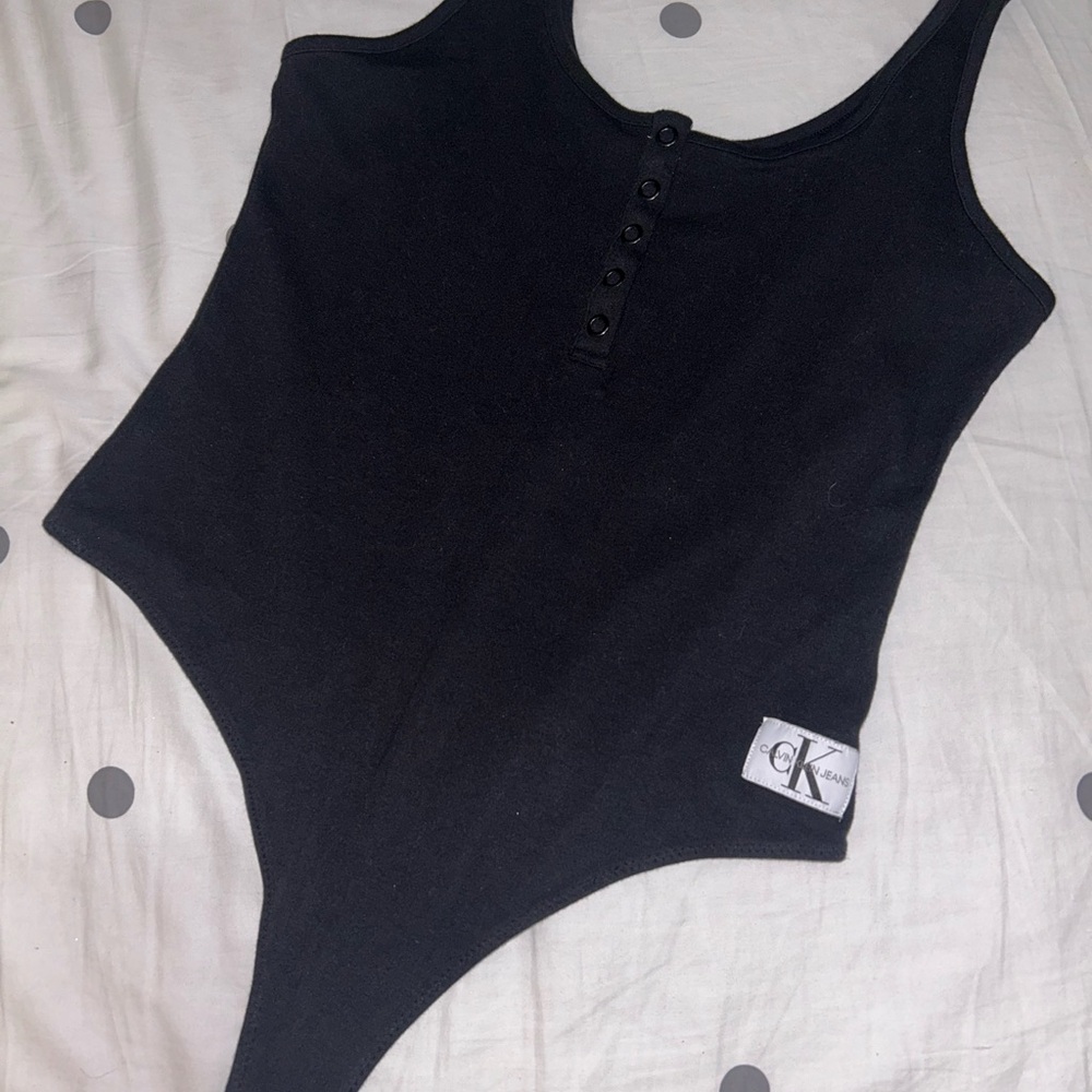 Calvin Klein Black Button-Up Bodysuit